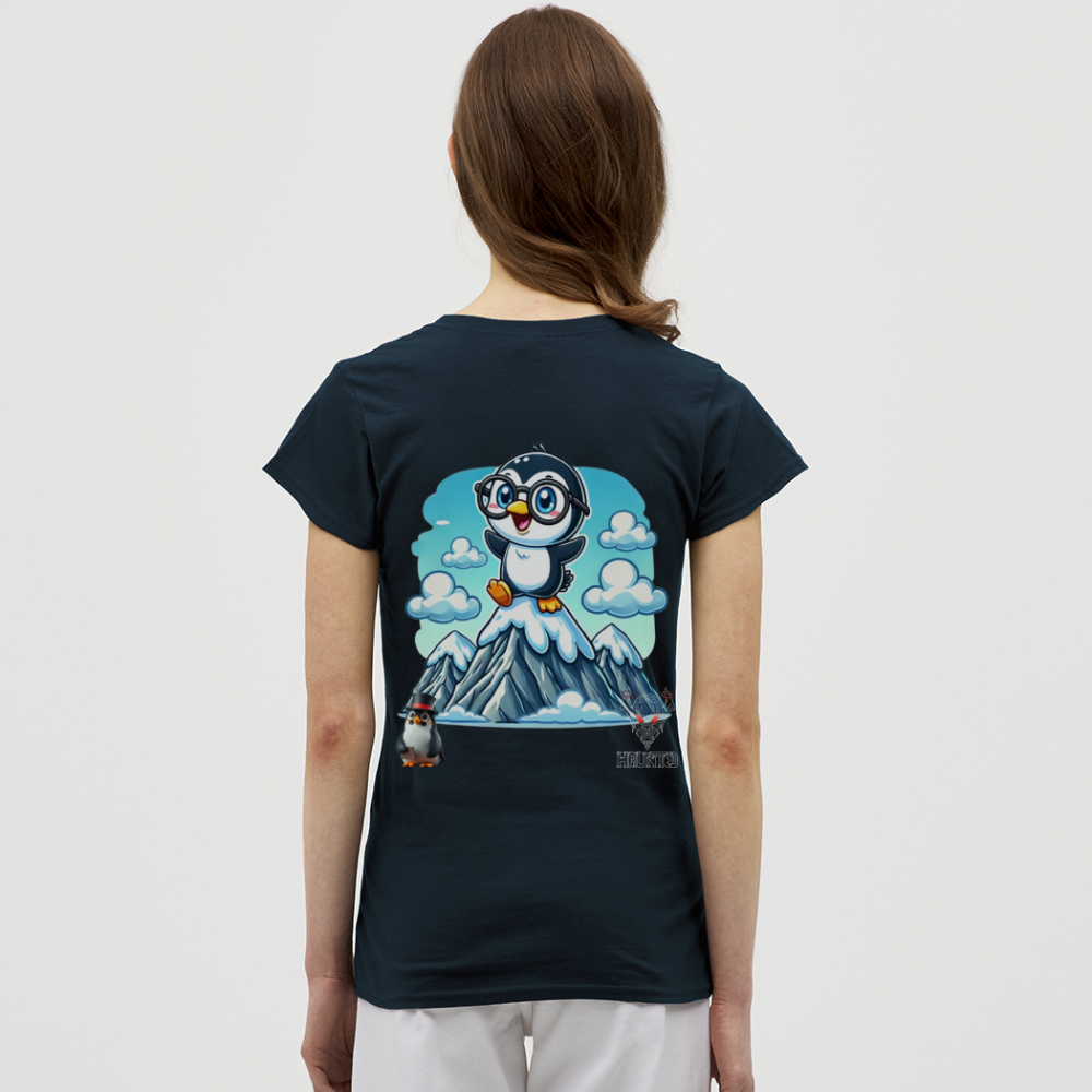 Women T-Shirt KasPenguin on Top - Navy