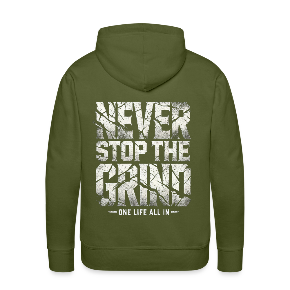 Men Hoodie Never Stop The Grind - Olivgrün