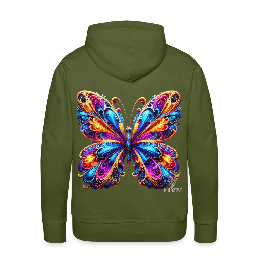Men Hoodie Vibrant Butterfly Elegance - Olivgrün