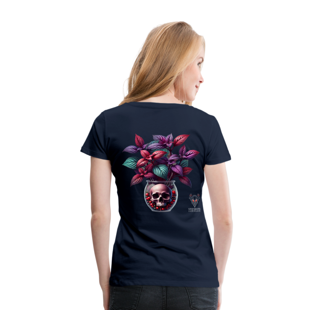 Woman T-Shirt Skull Bloom Vase - Navy