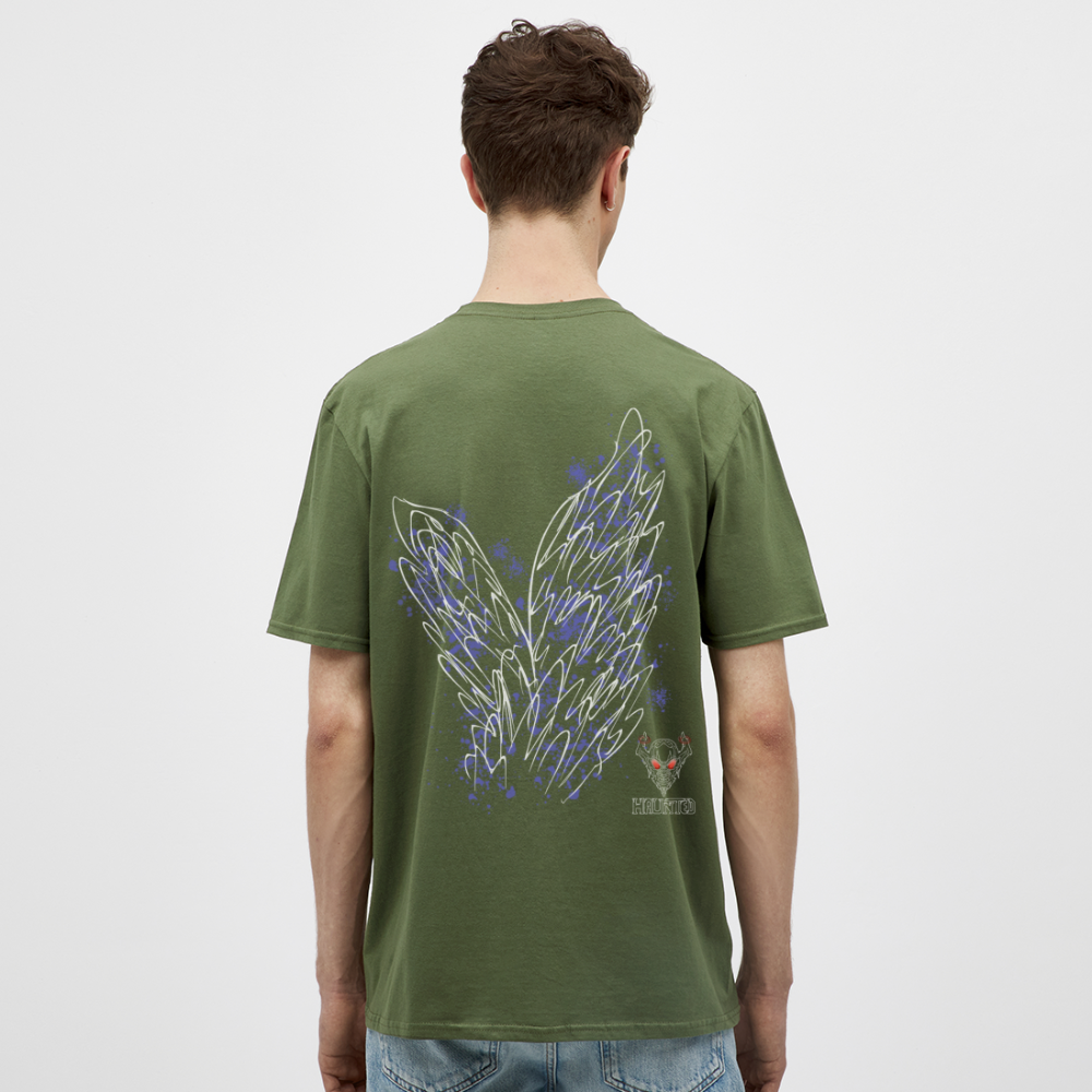 Men T-Shirt Light Blue Wings - Militärgrün