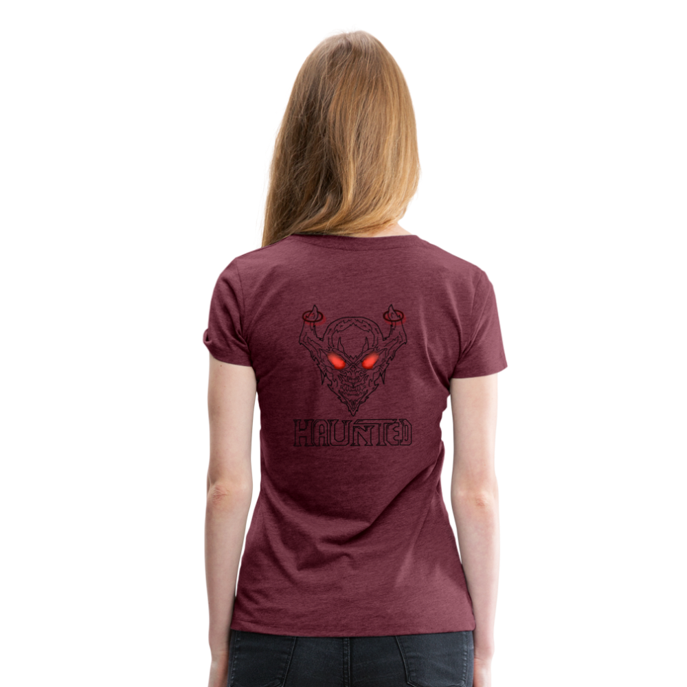 Women T-Shirt Deamon Black - Bordeauxrot meliert