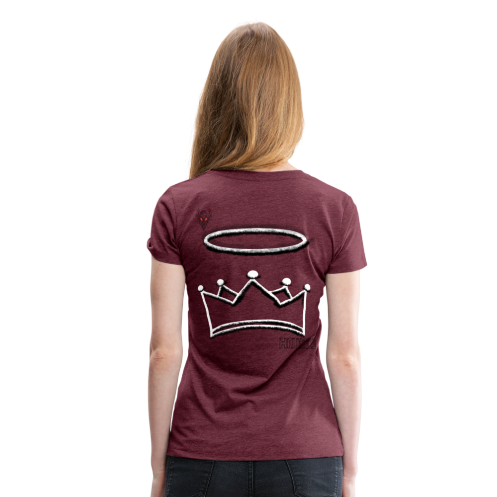 Woman T-Shirt Crown and Ring Dark - Bordeauxrot meliert