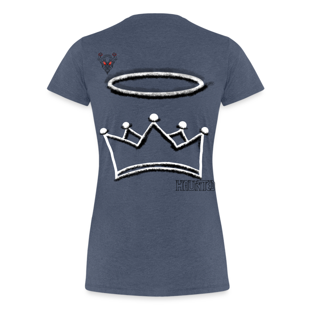 Woman T-Shirt Crown and Ring Dark - Blau meliert