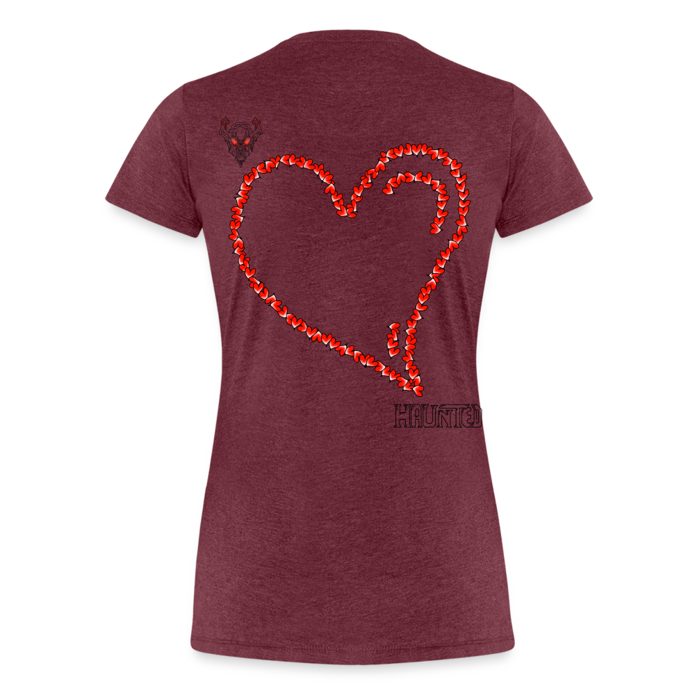 Woman T-Shirt Hearts Dark - Bordeauxrot meliert