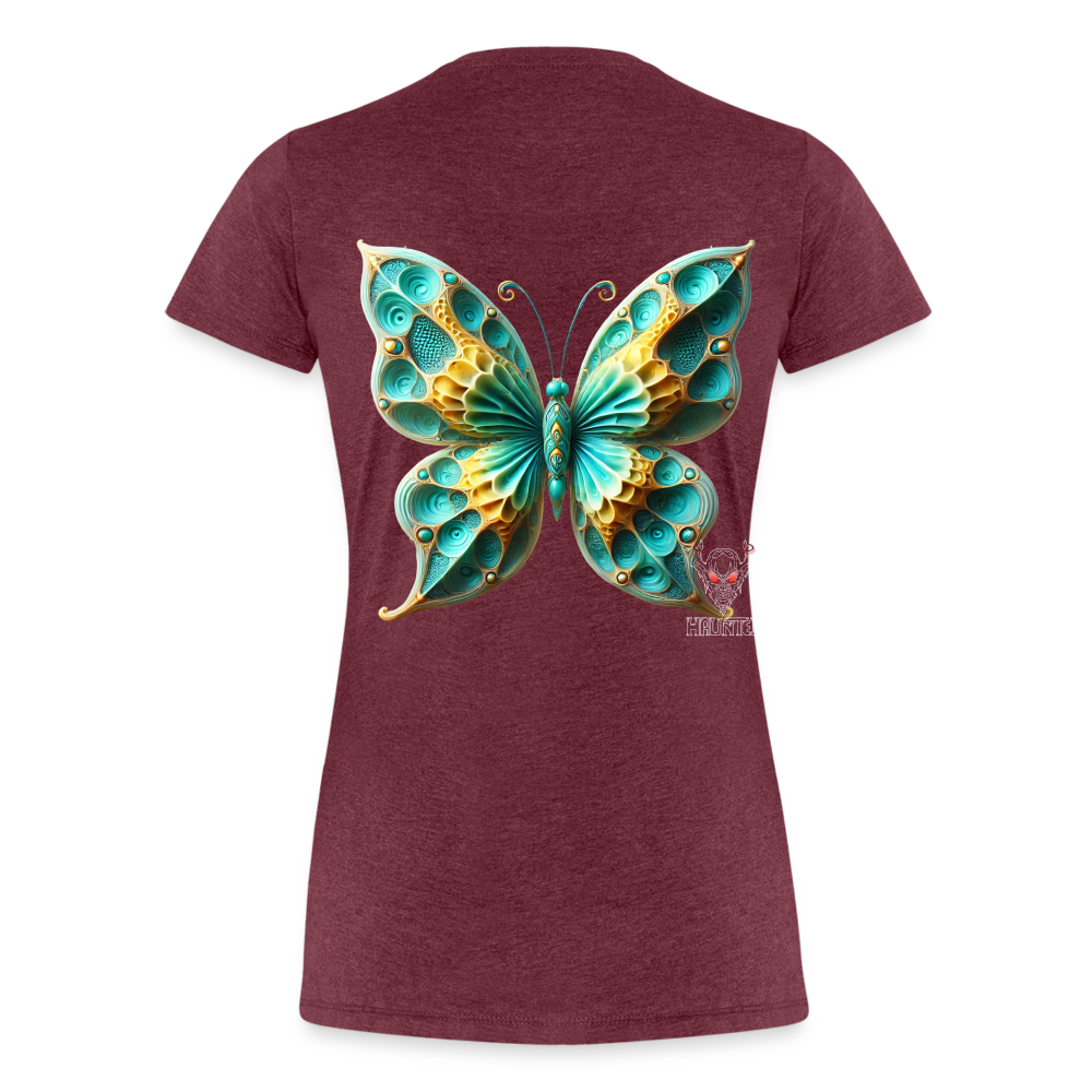 Woman T-Shirt Aqua Wing Symphony - Bordeauxrot meliert