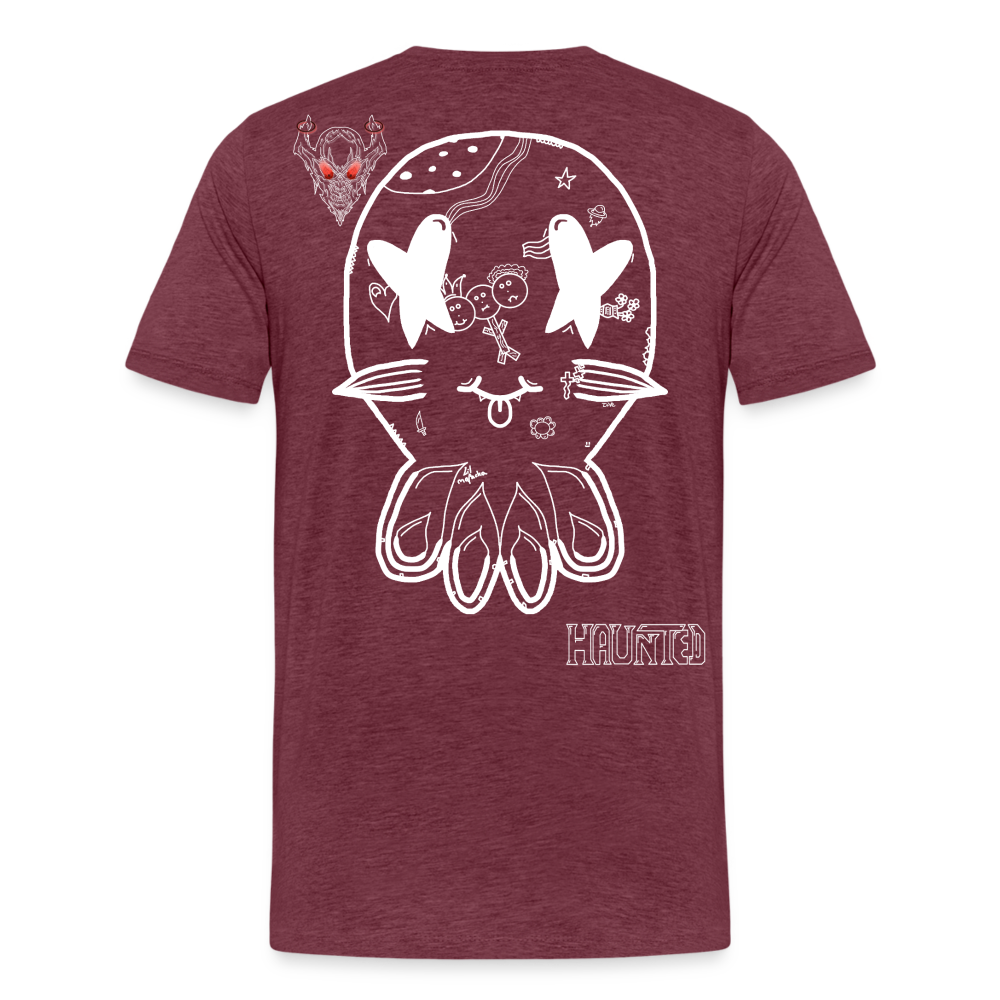 Man T-Shirt Ghost Doodle Light - Bordeauxrot meliert