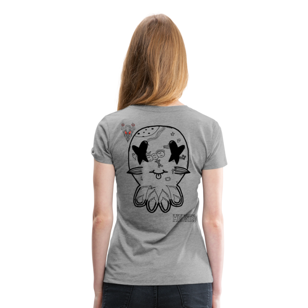 Woman T-Shirt Ghost Doodle Dark - Grau meliert