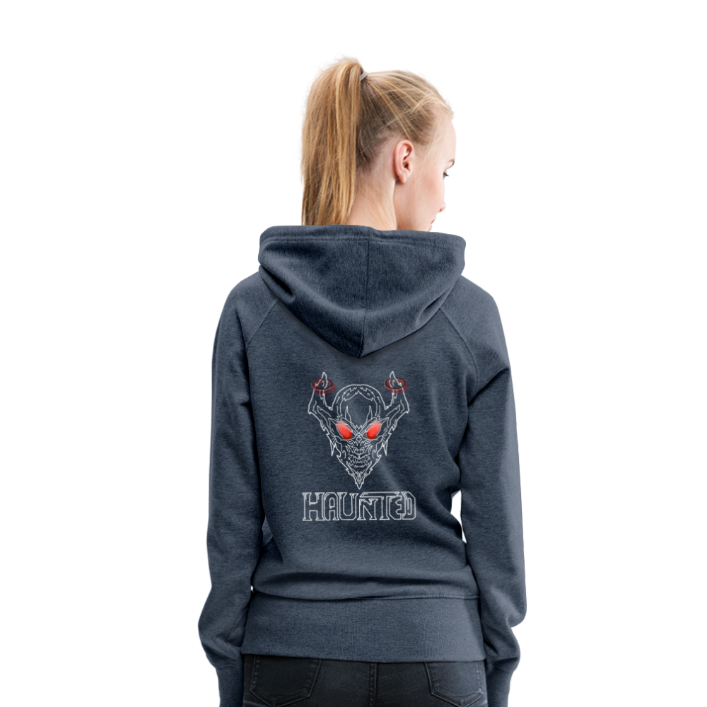 Women Hoodie Deamon White - Jeansblau