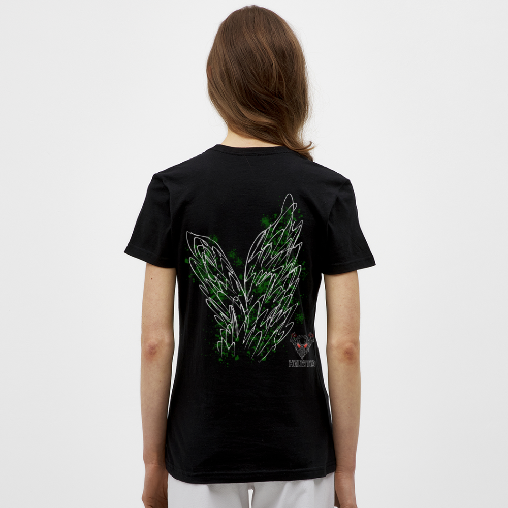 Women T-Shirt Dark Green Wings - Schwarz
