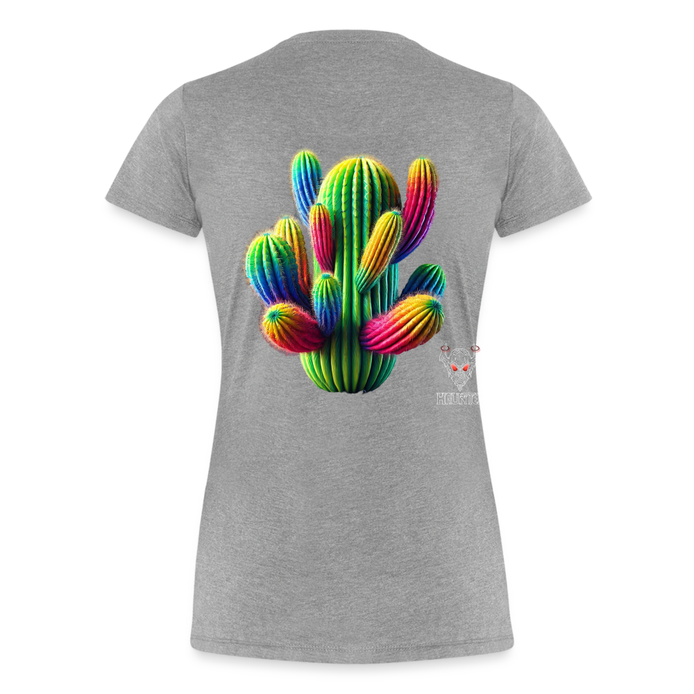Woman T-Shirt Prismatic Cactus Bloom - Grau meliert