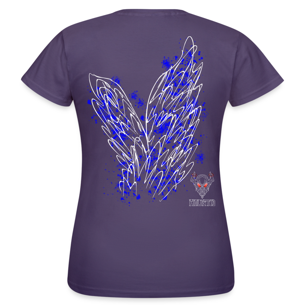 Women T-Shirt Blue Wings - Dunkellila