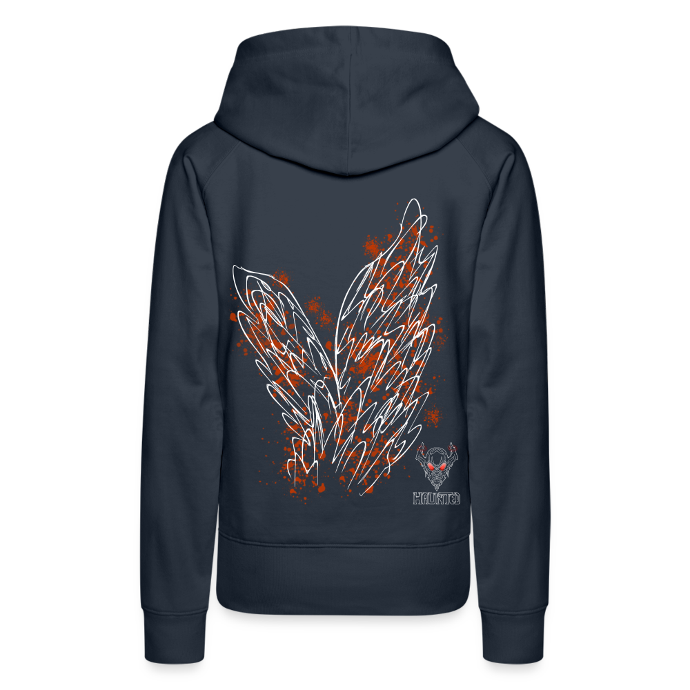 Women Hoodie Orange Wings - Navy