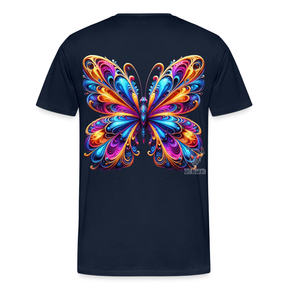 Men T-Shirt Vibrant Butterfly Elegance - Navy