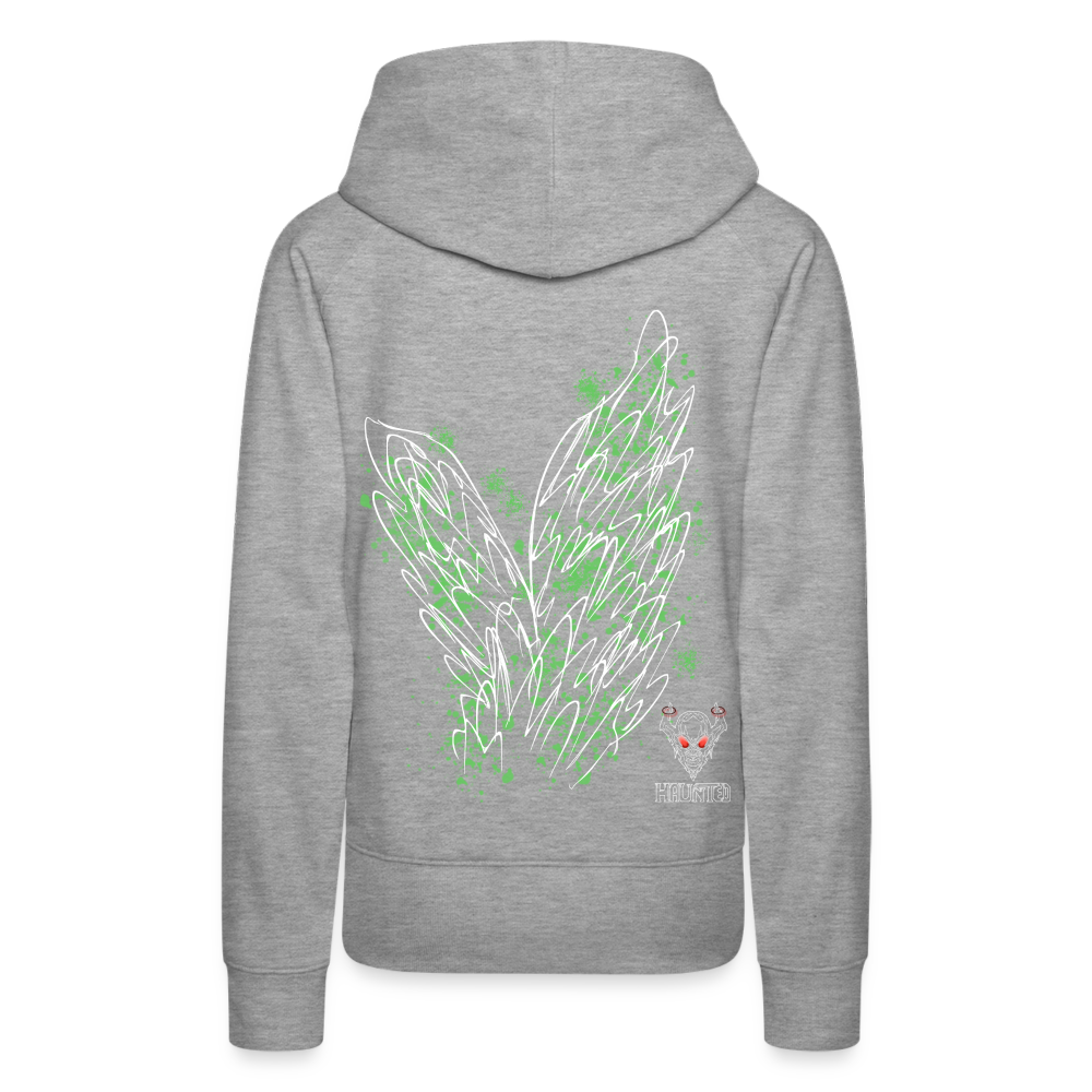 Women Hoodie Light Green Wings - Grau meliert