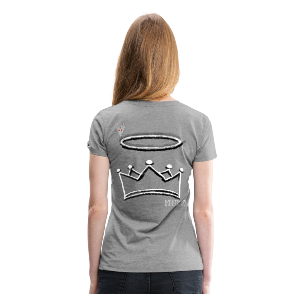 Woman T-Shirt Crown and Ring Light - Grau meliert