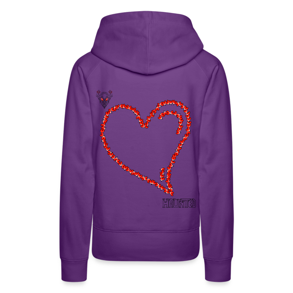 Woman Hoodie Hearts Dark - Purple