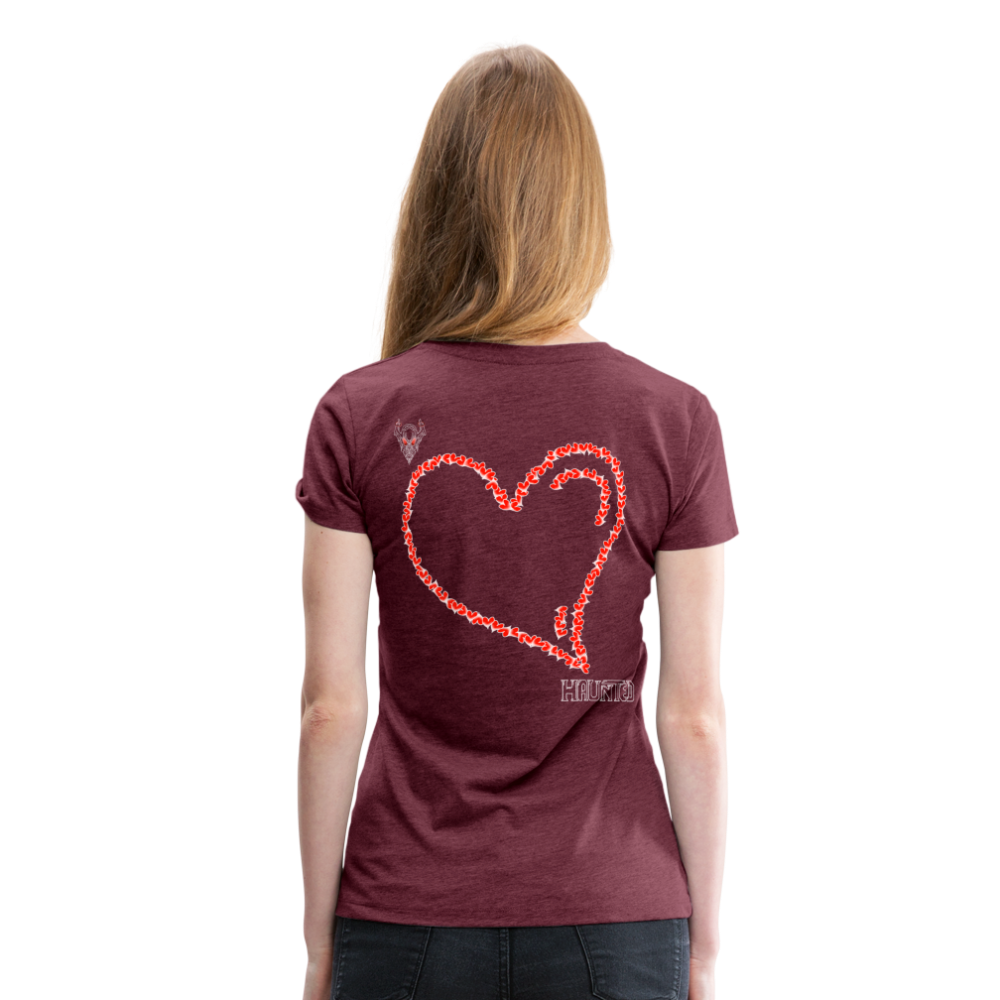Woman T-Shirt Hearts Light - Bordeauxrot meliert