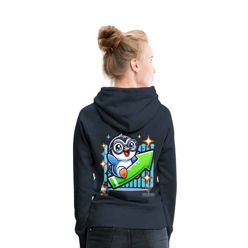 Women Hoodie KasPenguin Riding the Trend - Navy