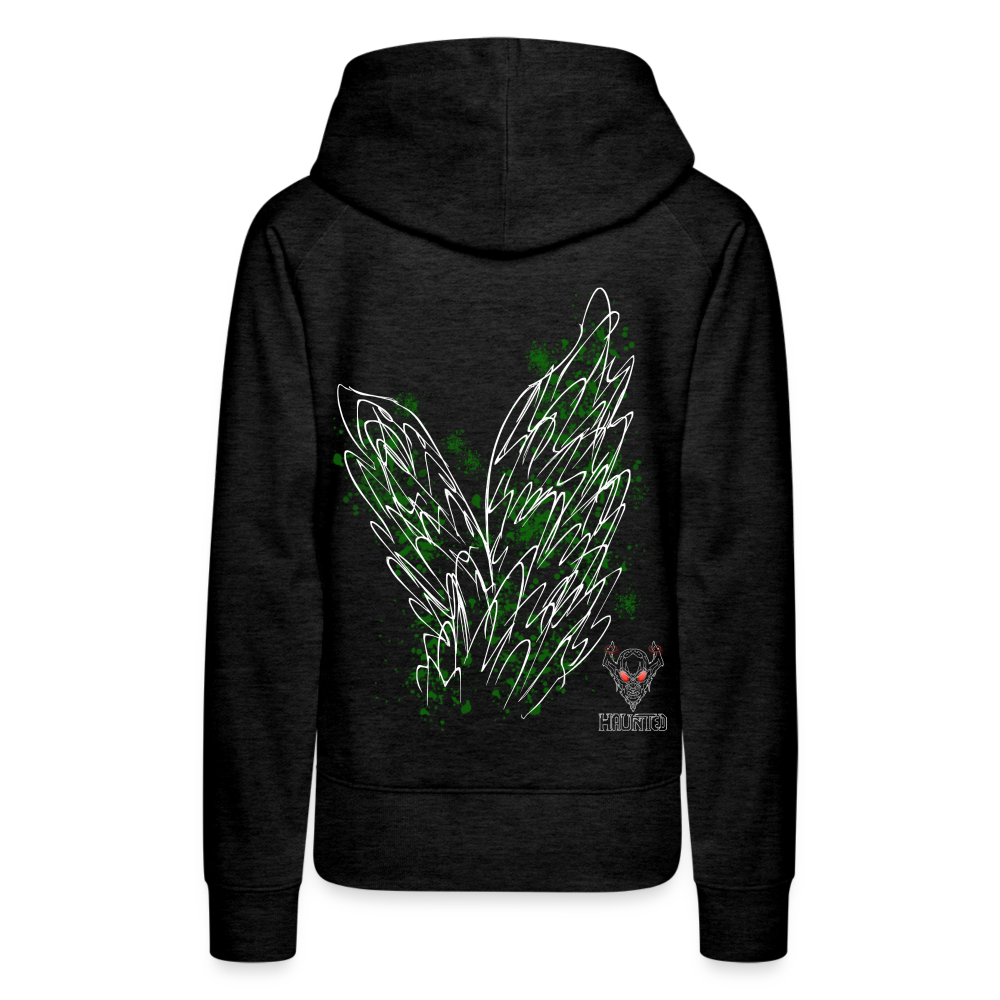 Women Hoodie Dark Green Wings - Anthrazit