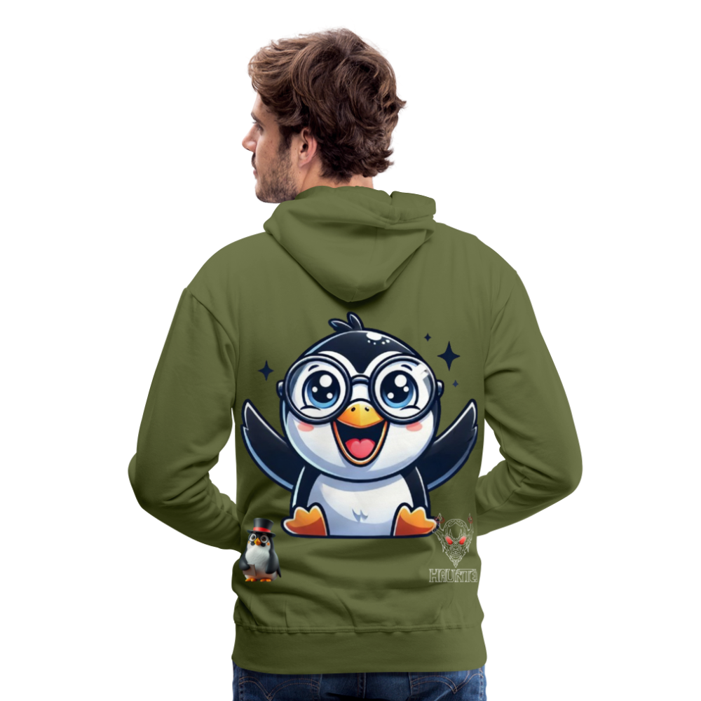 Men Hoodie KasPenguin Happy - Olivgrün