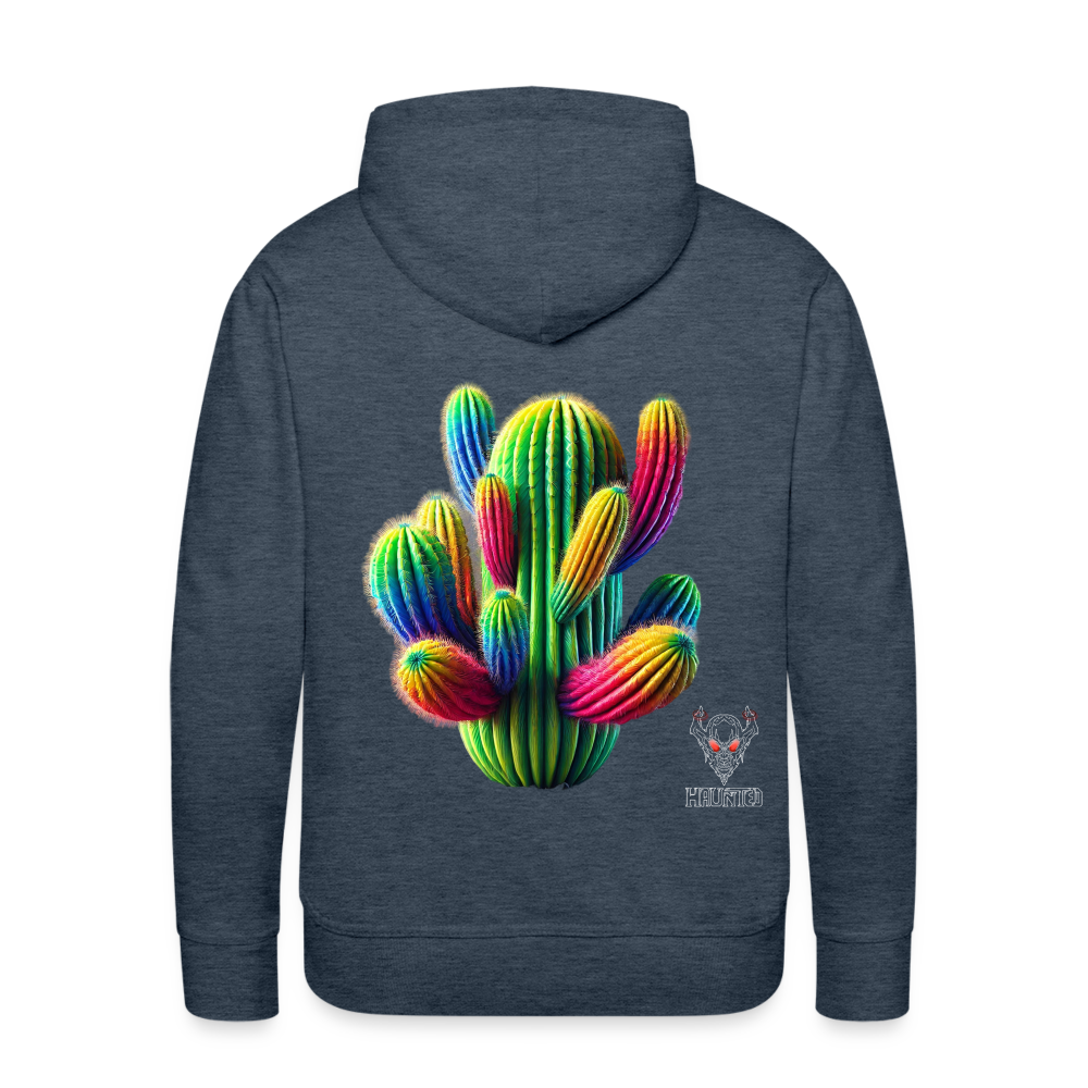 Men Hoodie "Prismatic Cactus Bloom" - Jeansblau