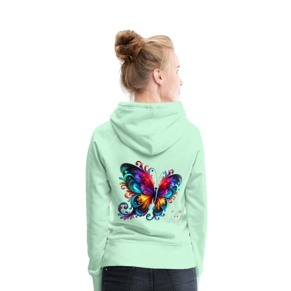 Woman Hoodie Radiant Butterfly Art - helles Mintgrün