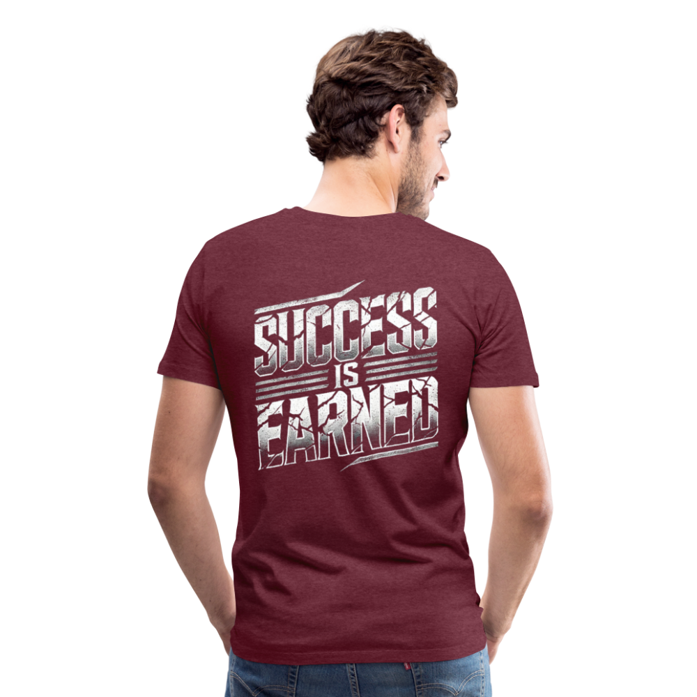 Men T-Shirt Success Is Earned - Bordeauxrot meliert