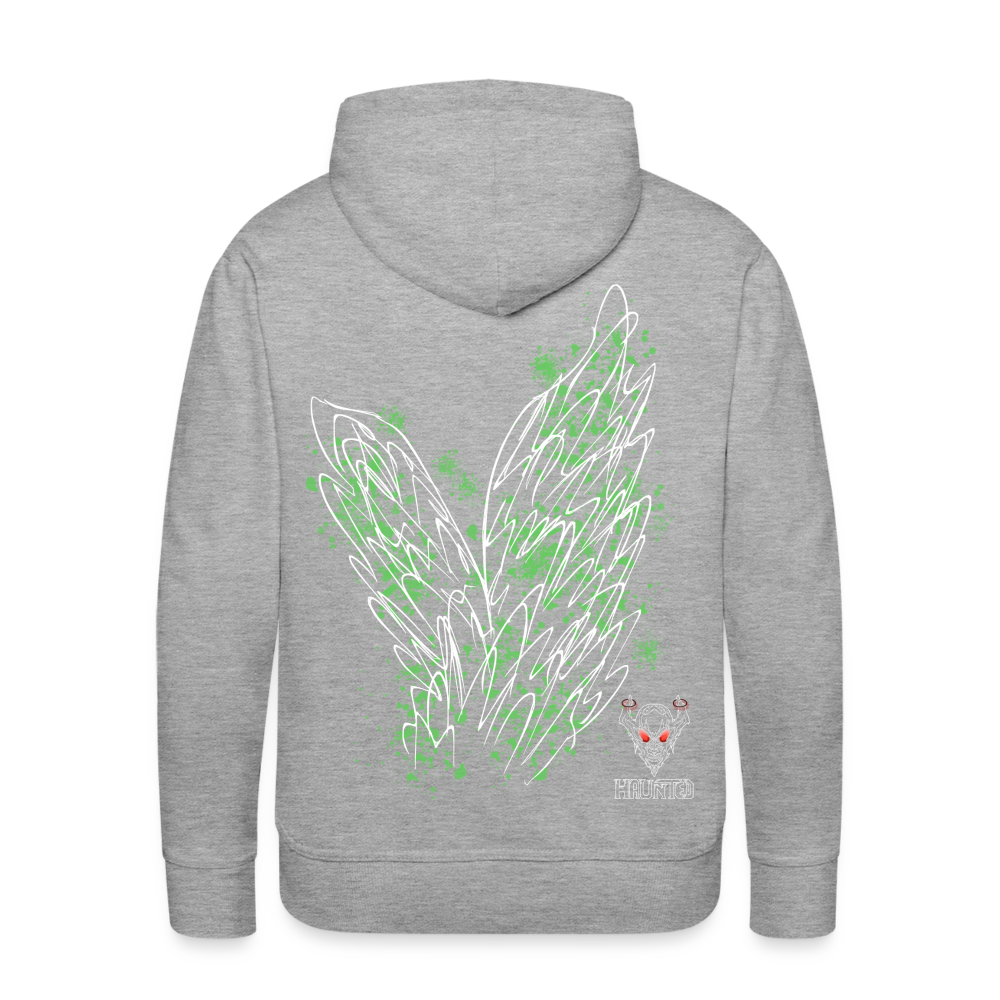 Men Hoodie Light Green Wings - Grau meliert