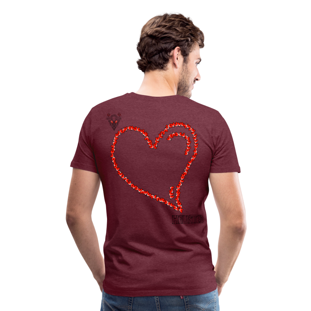 Man T-Shirt Hearts Dark - Bordeauxrot meliert