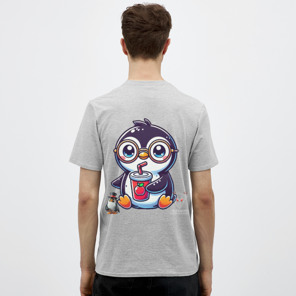 Men T-Shirt KasPenguin with Drink - Grau meliert