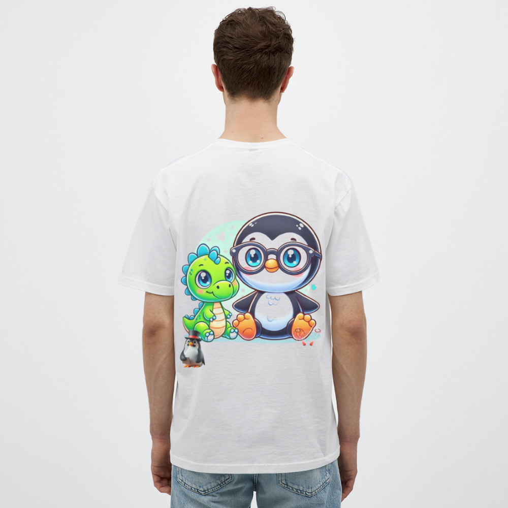 Men T-Shirt KasPenguin with Dinosaur - Weiß