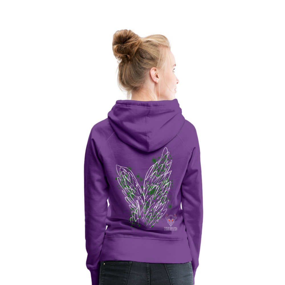 Women Hoodie Dark Green Wings - Purple
