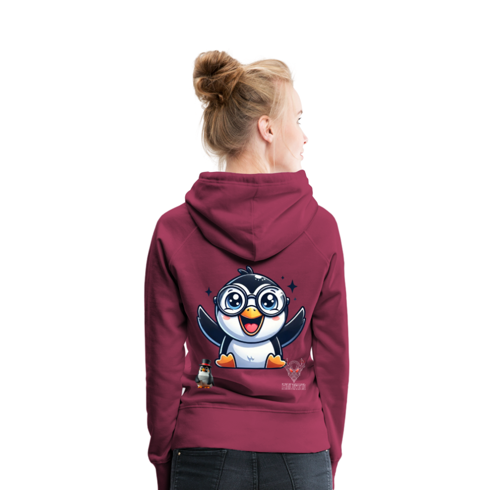Women Hoodie KasPenguin Happy - Bordeaux