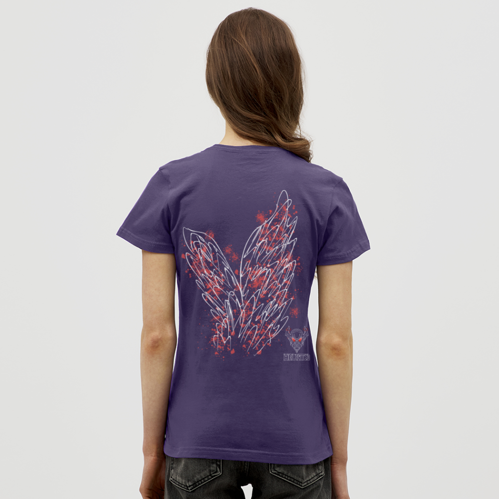 Women T-Shirt Light Red Wings - Dunkellila