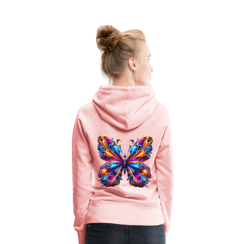Woman Hoodie Vibrant Butterfly Elegance - Kristallrosa