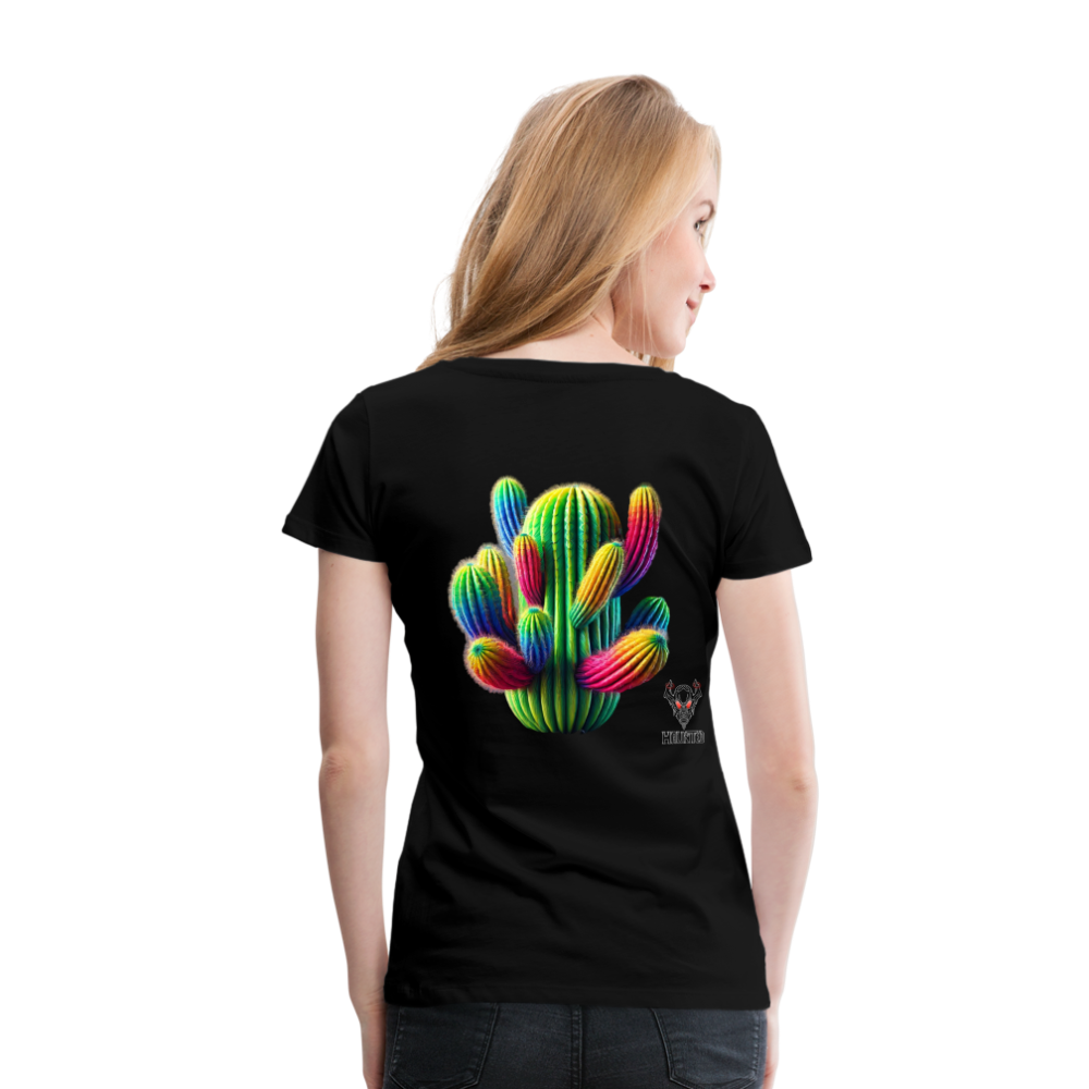 Woman T-Shirt Prismatic Cactus Bloom - Schwarz