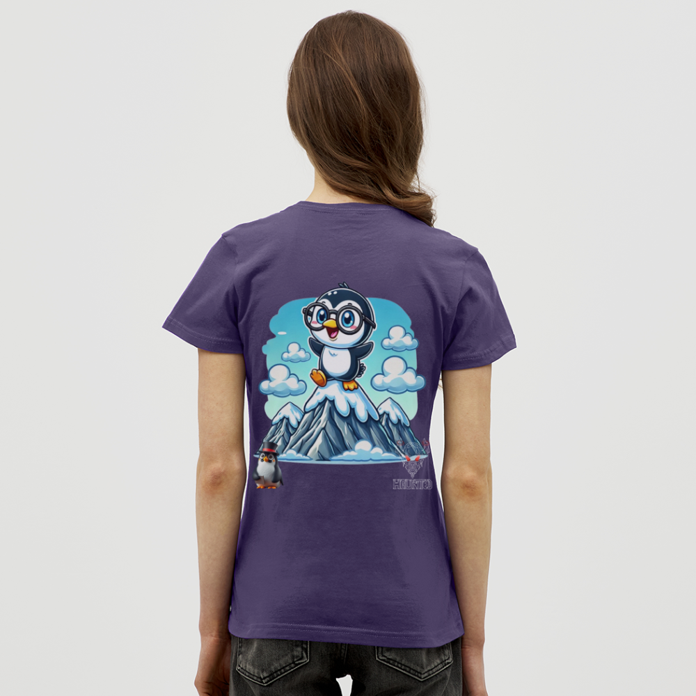 Women T-Shirt KasPenguin on Top - Dunkellila
