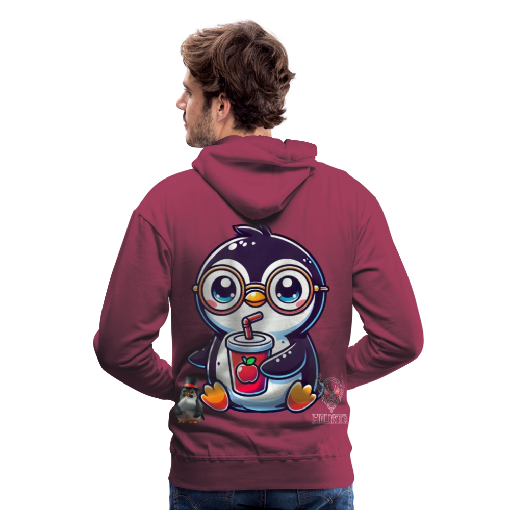 Men Hoodie KasPenguin with Drink - Bordeaux