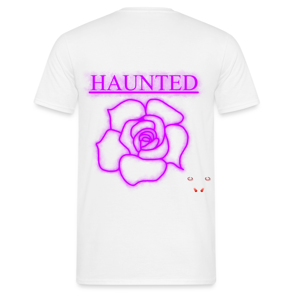 Men T-Shirt Pink Neon Rose - Weiß