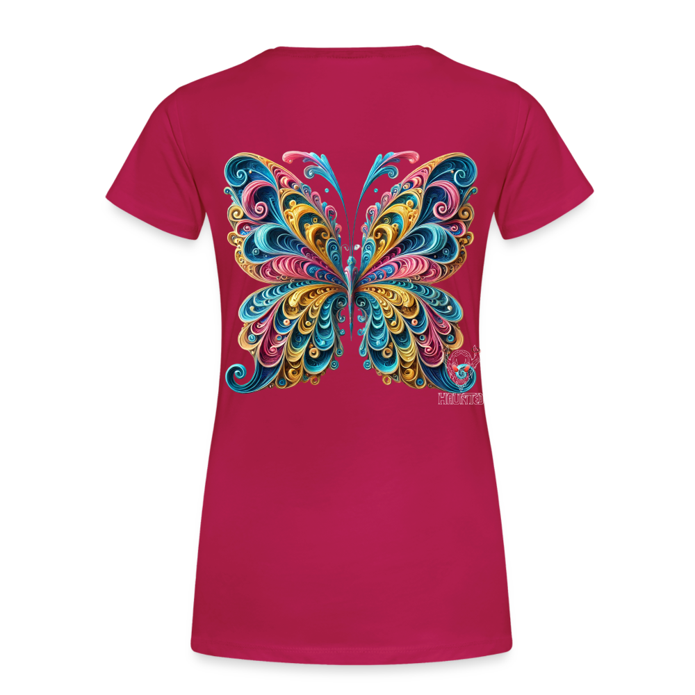Woman T-Shirt Whimsical Butterfly Harmony - dunkles Pink