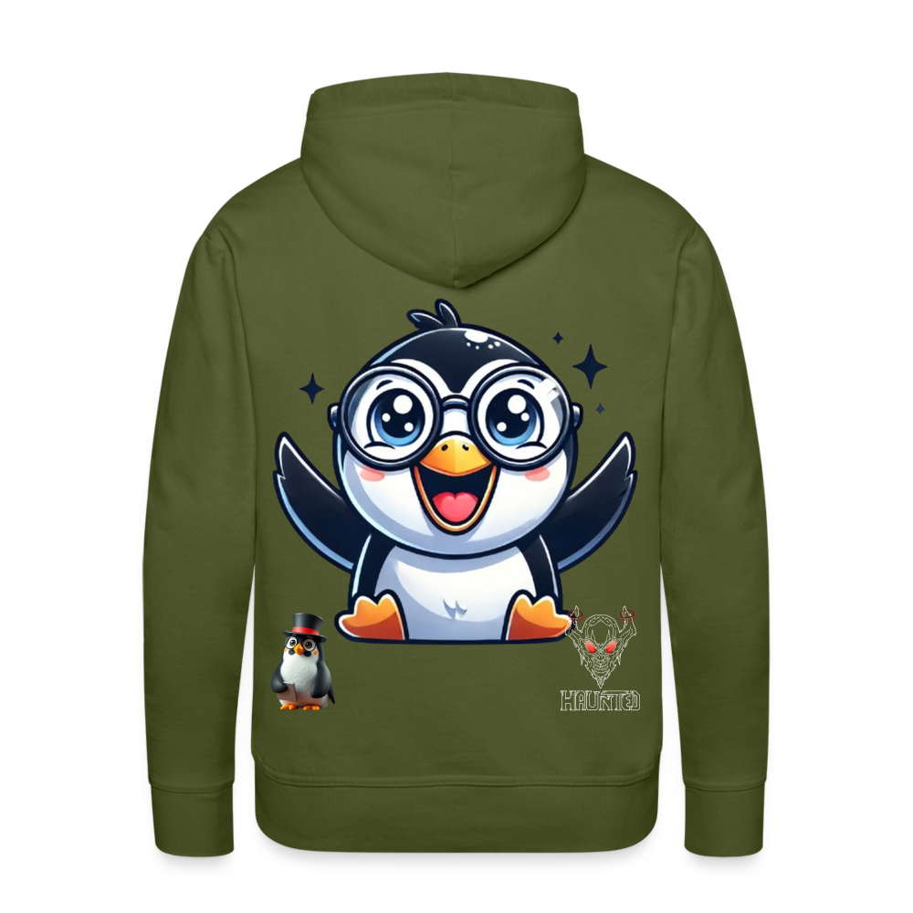 Men Hoodie KasPenguin Happy - Olivgrün