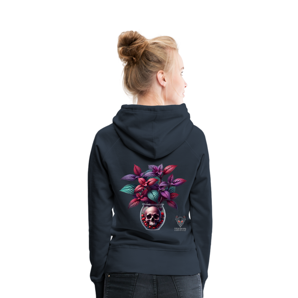 Woman Hoodie Skull Bloom Vase - Navy