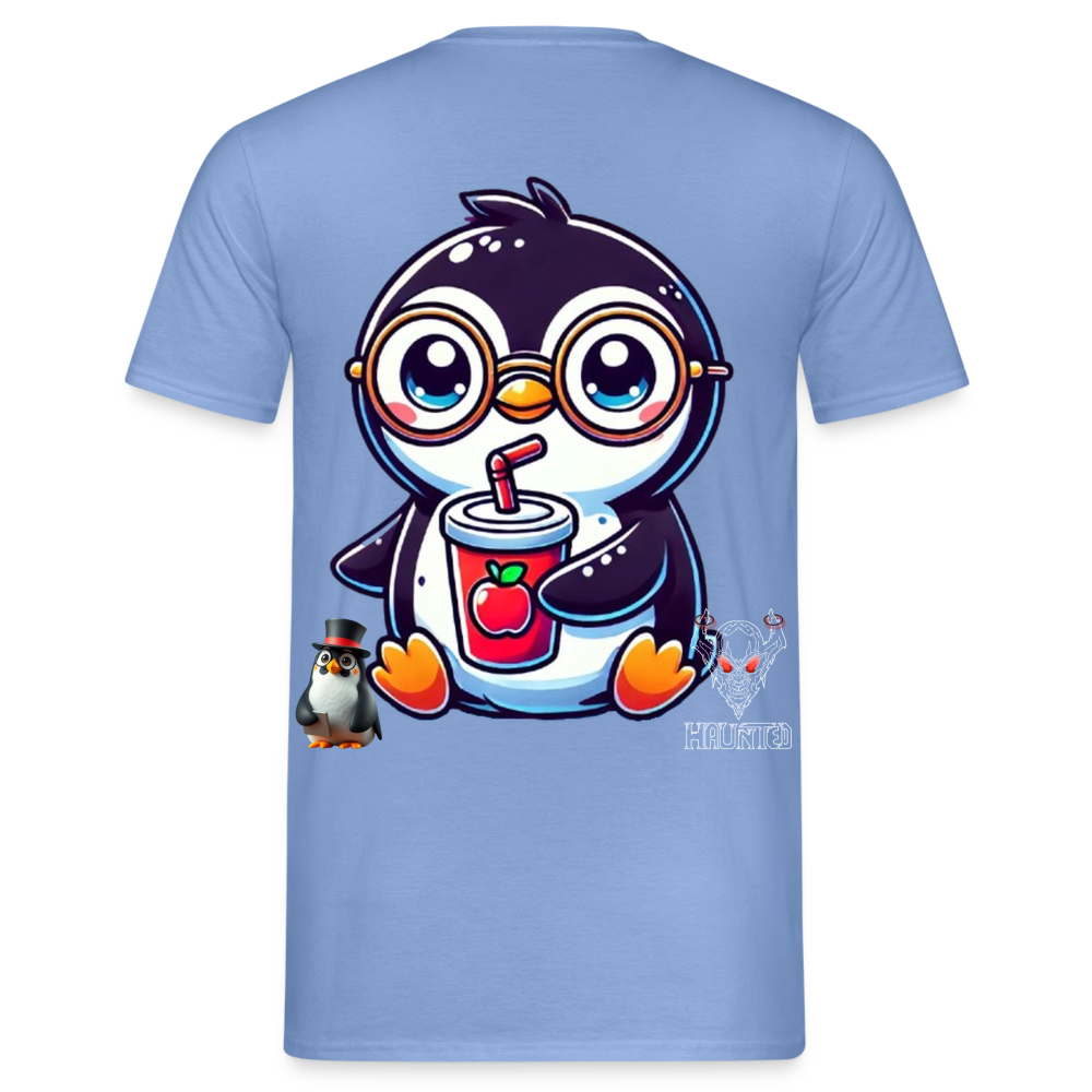 Men T-Shirt KasPenguin with Drink - carolina blue