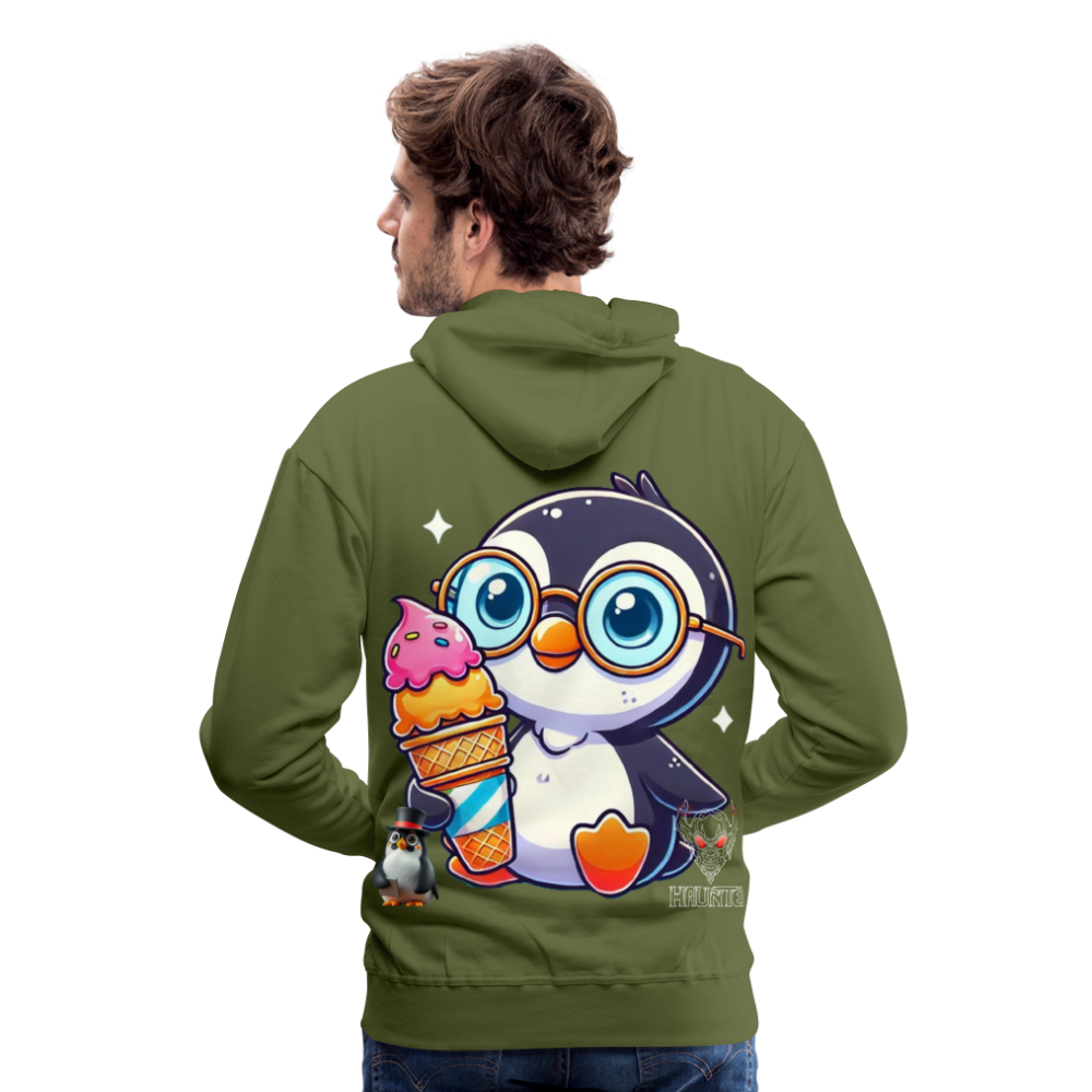 Men Hoodie KasPenguin with Ice - Olivgrün