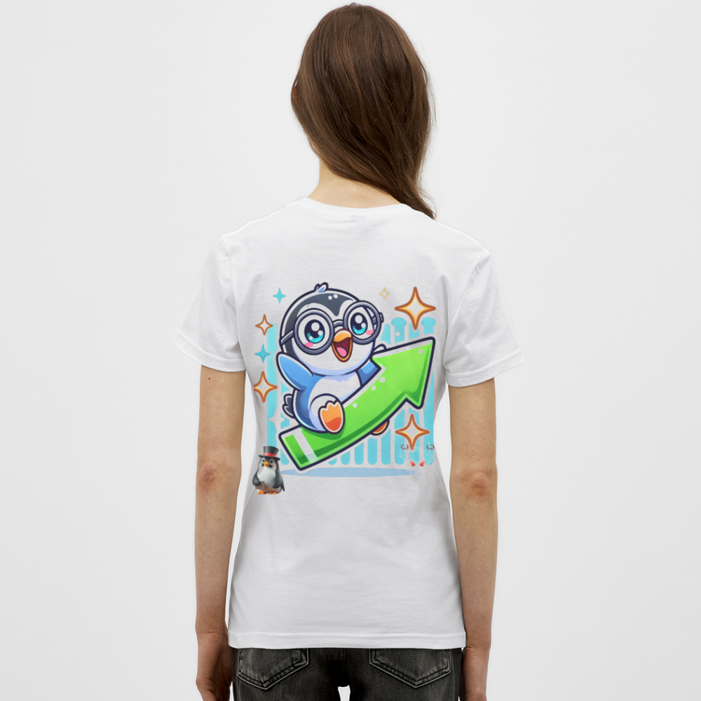 Women T-Shirt KasPenguin Riding the Trend - Weiß