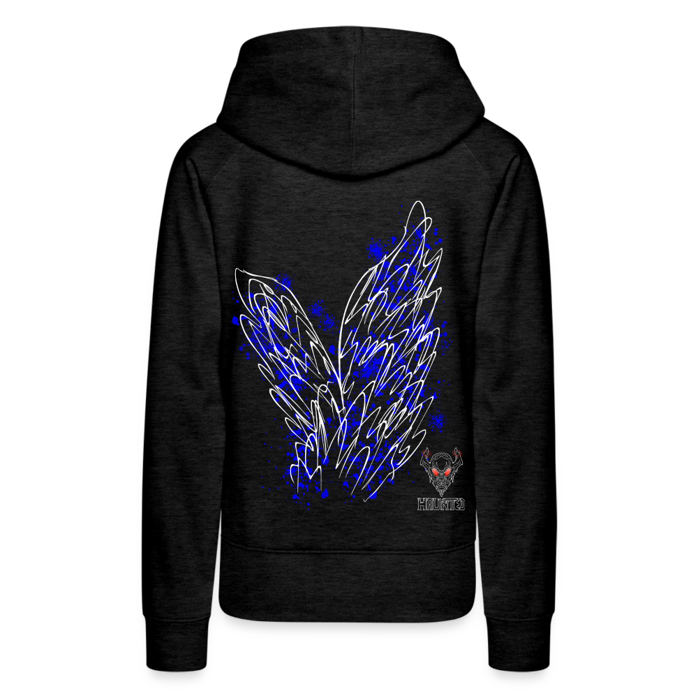 Women Hoodie Blue Wings - Anthrazit