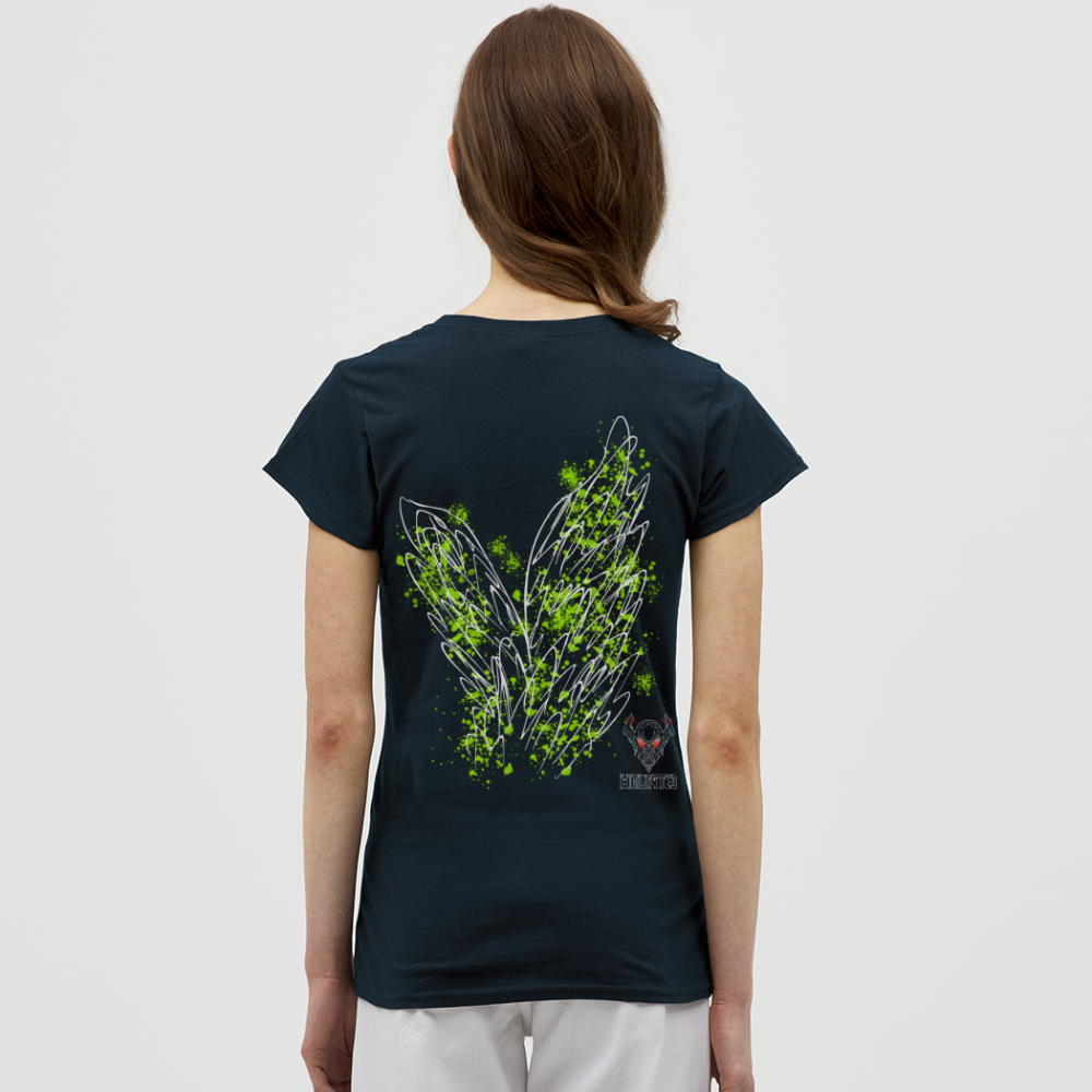 Women T-Shirt Poison Green Wings - Navy