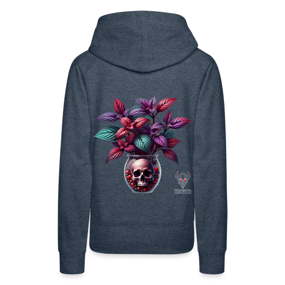 Woman Hoodie Skull Bloom Vase - Jeansblau