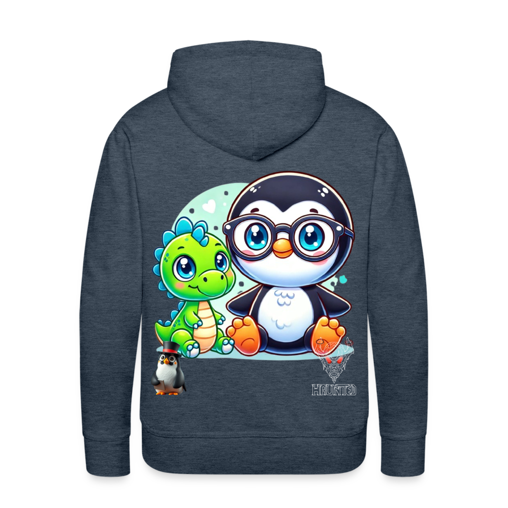 Men Hoodie KasPenguin with Dinosaur - Jeansblau